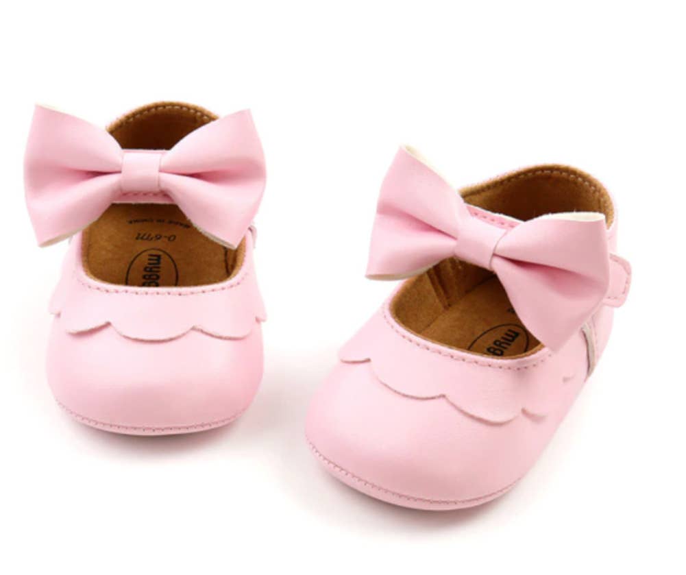 Bow Leatherette Anti-Slip Baby Crib Shoes