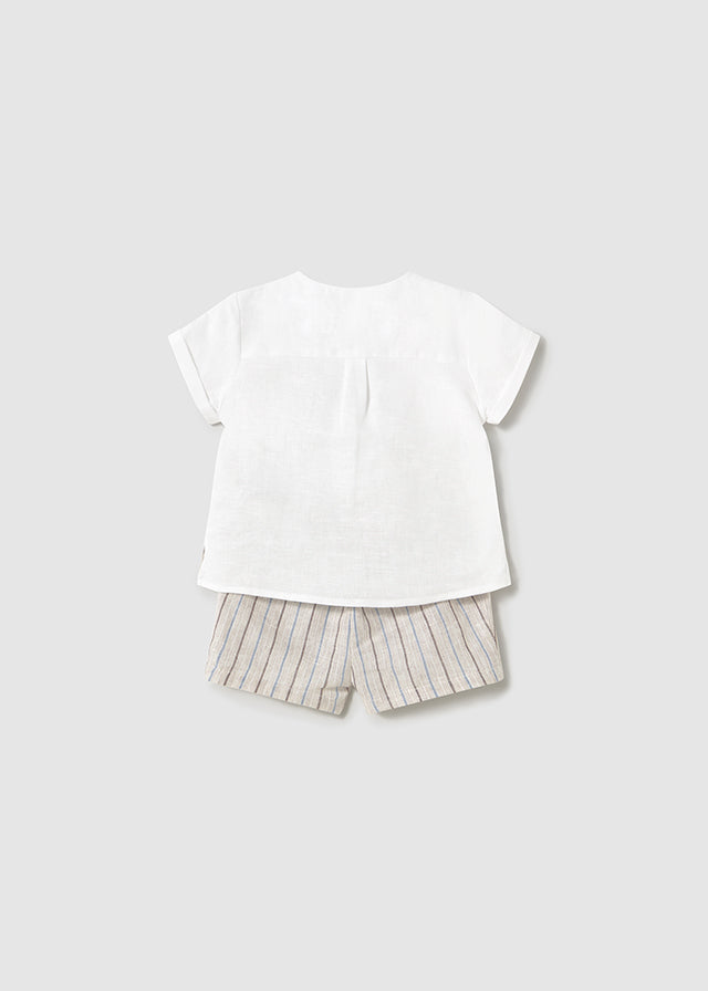 Mayoral- Baby Cream Linen/Stripe Short Set