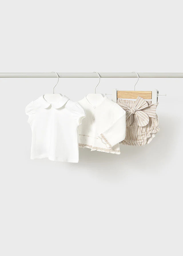 Mayoral- Blouse, Bloomers and Cardigan Set