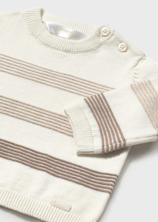 Mayoral- Cream Striped Baby Sweater
