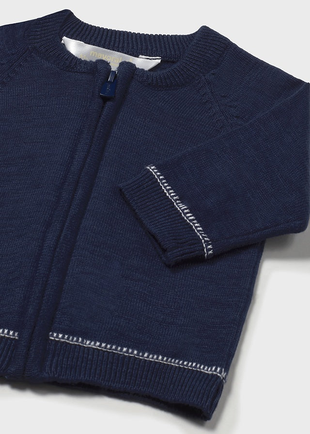 Mayoral- Navy Baby Zip Sweater