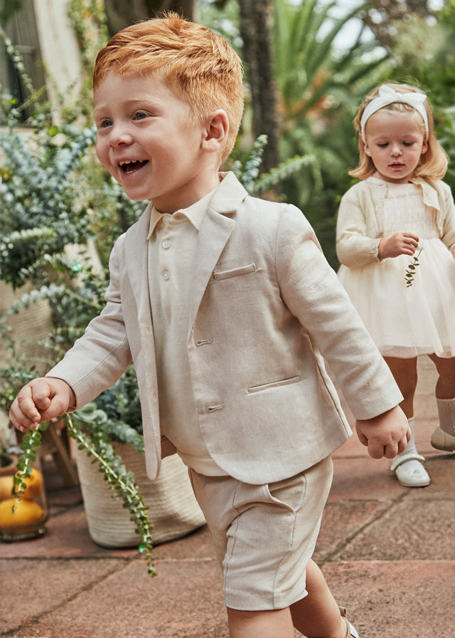 Mayoral- Beige Linen Toddler Blazer