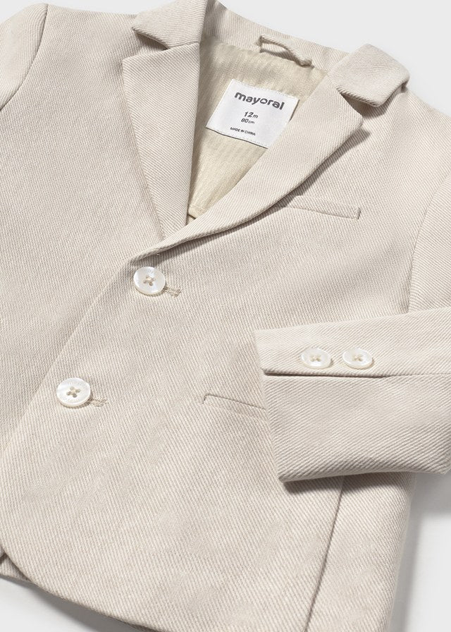 Mayoral- Beige Linen Toddler Blazer