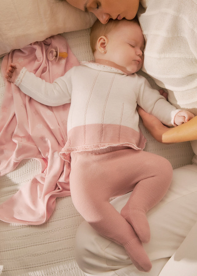 Mayoral- Sakura Pink Embroidered Long Knit Set