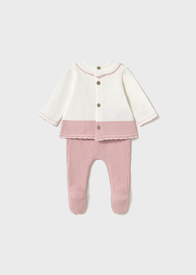 Mayoral- Sakura Pink Embroidered Long Knit Set