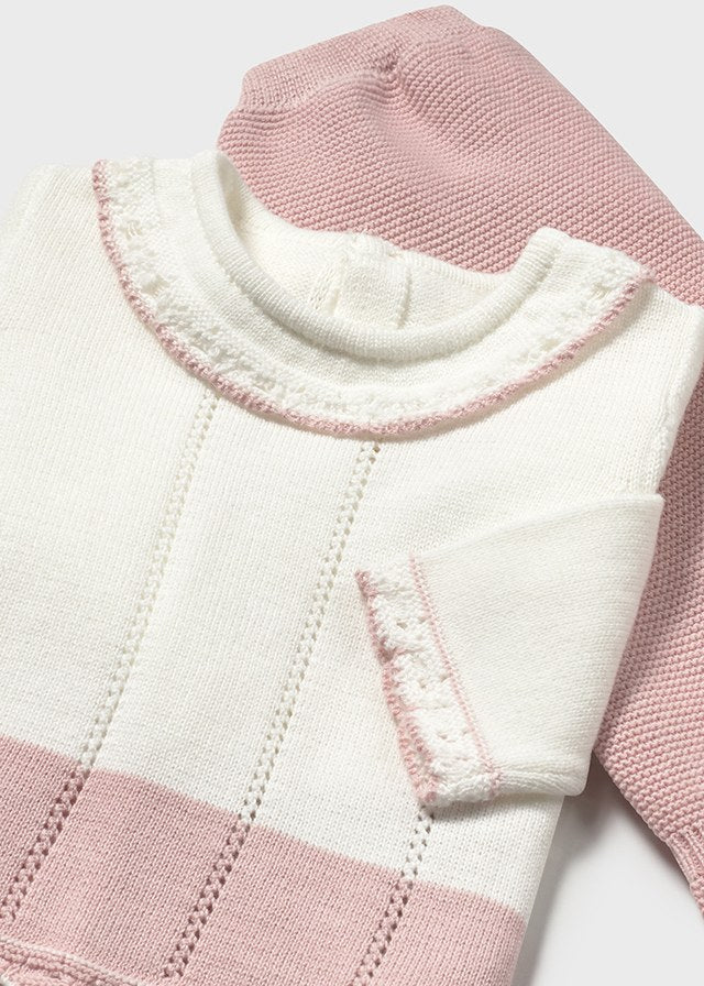 Mayoral- Sakura Pink Embroidered Long Knit Set