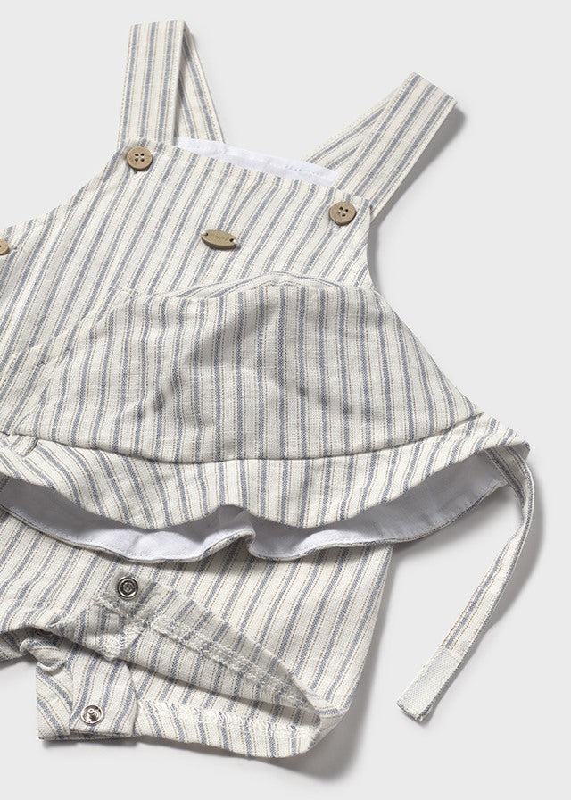 Mayoral- Boys Cream Striped Overall/Hat