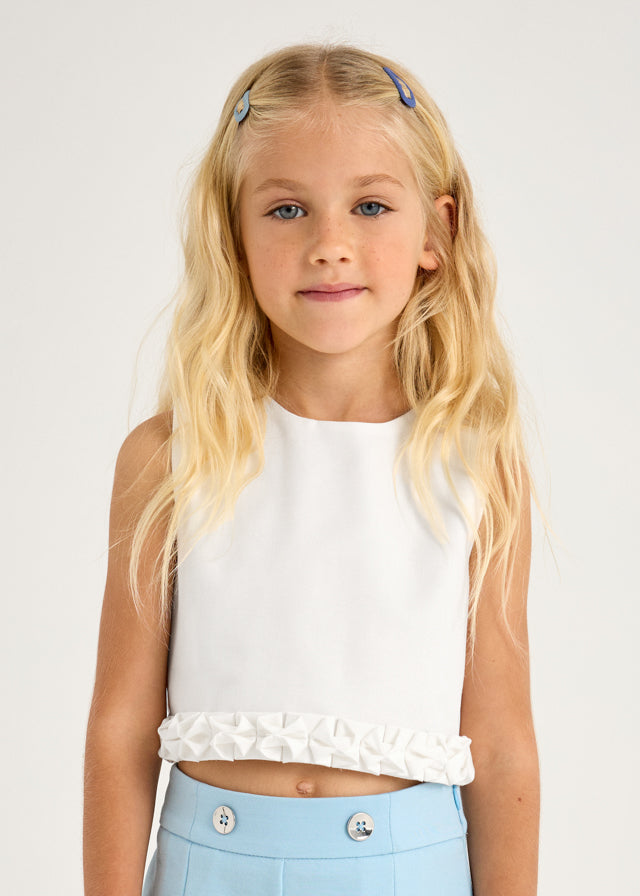 Mayoral- Crudo White Floral Detailed Top