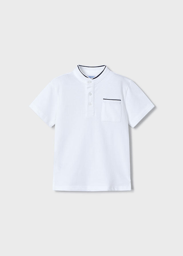 Mayoral- White Mao Neck Boy Shirt