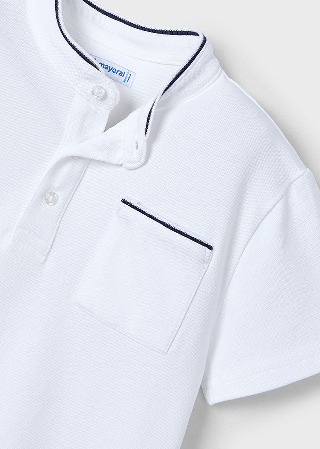 Mayoral- White Mao Neck Boy Shirt