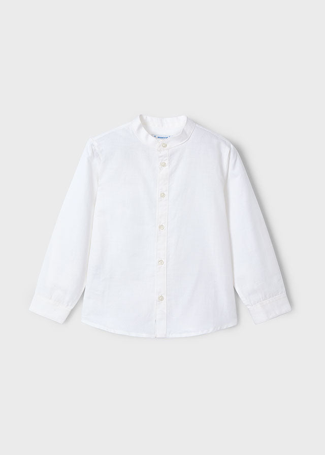 Mayoral- Blanco L/S Boy Mao Neck