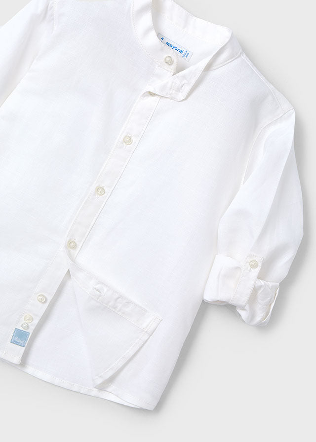 Mayoral- Blanco L/S Boy Mao Neck