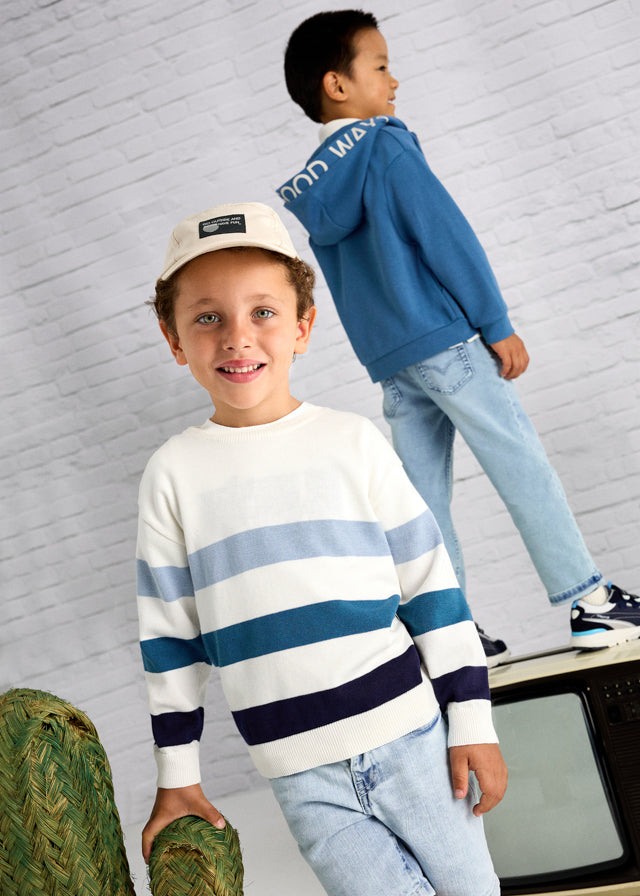 Mayoral- Azules Striped Boy Sweater