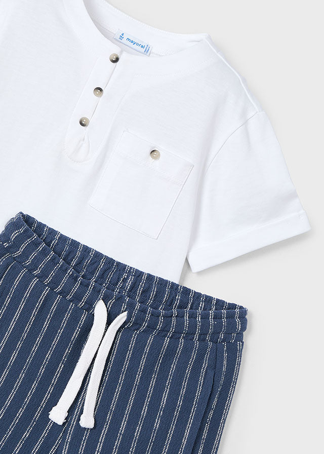 Mayoral- Blue Striped Shorts Set