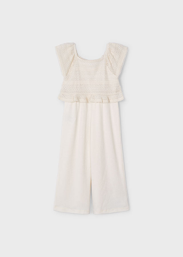 Mayoral- Beige Lace Jumpsuit
