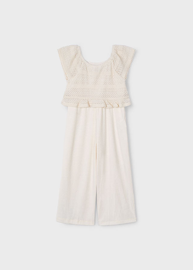 Mayoral- Beige Lace Jumpsuit