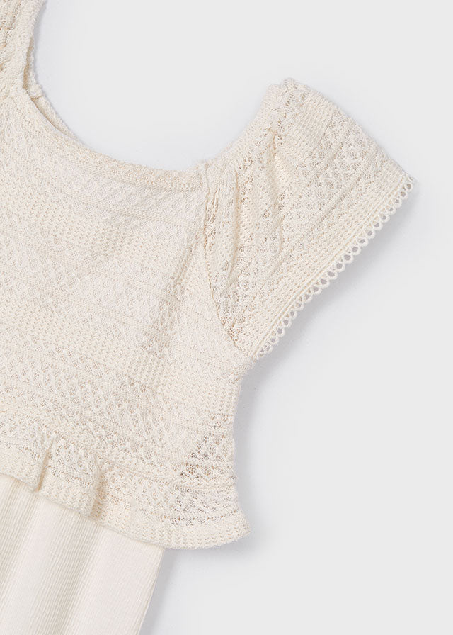 Mayoral- Beige Lace Jumpsuit