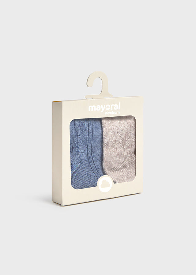 Mayoral- Cream & Rivera Blue Sock Set