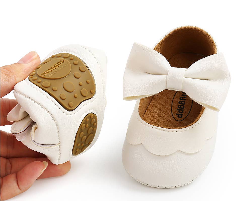 Bow Leatherette Anti-Slip Baby Crib Shoes
