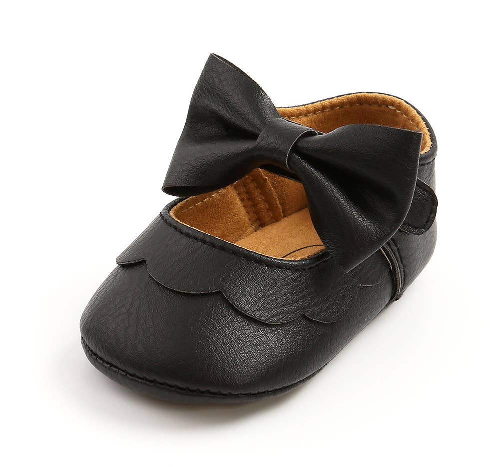 Bow Leatherette Anti-Slip Baby Crib Shoes