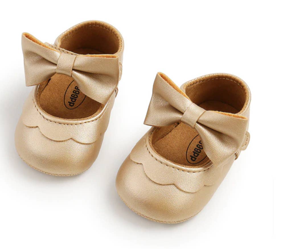 Bow Leatherette Anti-Slip Baby Crib Shoes