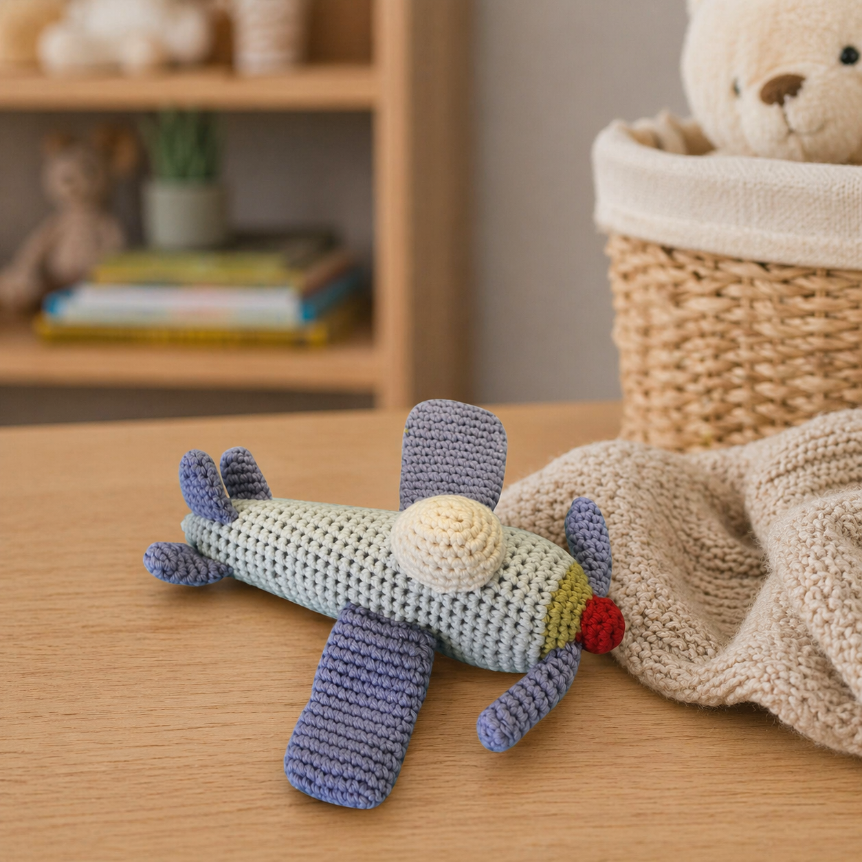 Airplane Hand-Crochet Rattle