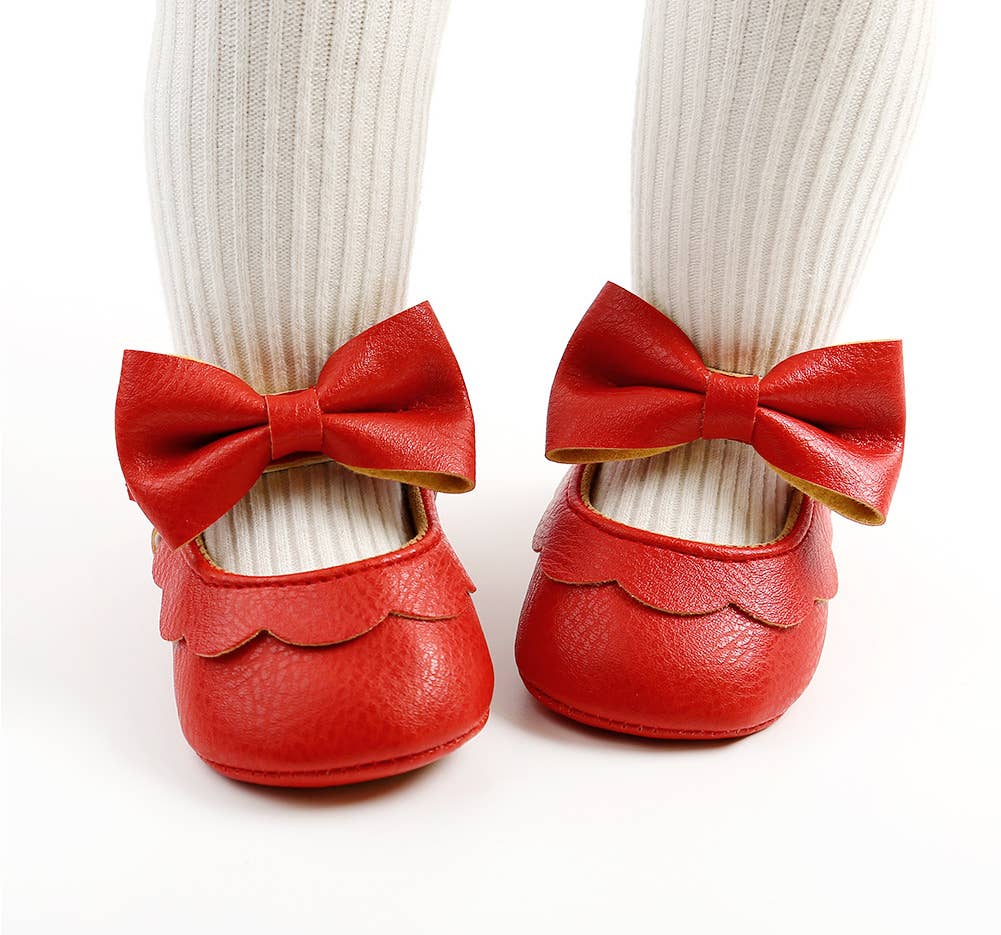 Bow Leatherette Anti-Slip Baby Crib Shoes