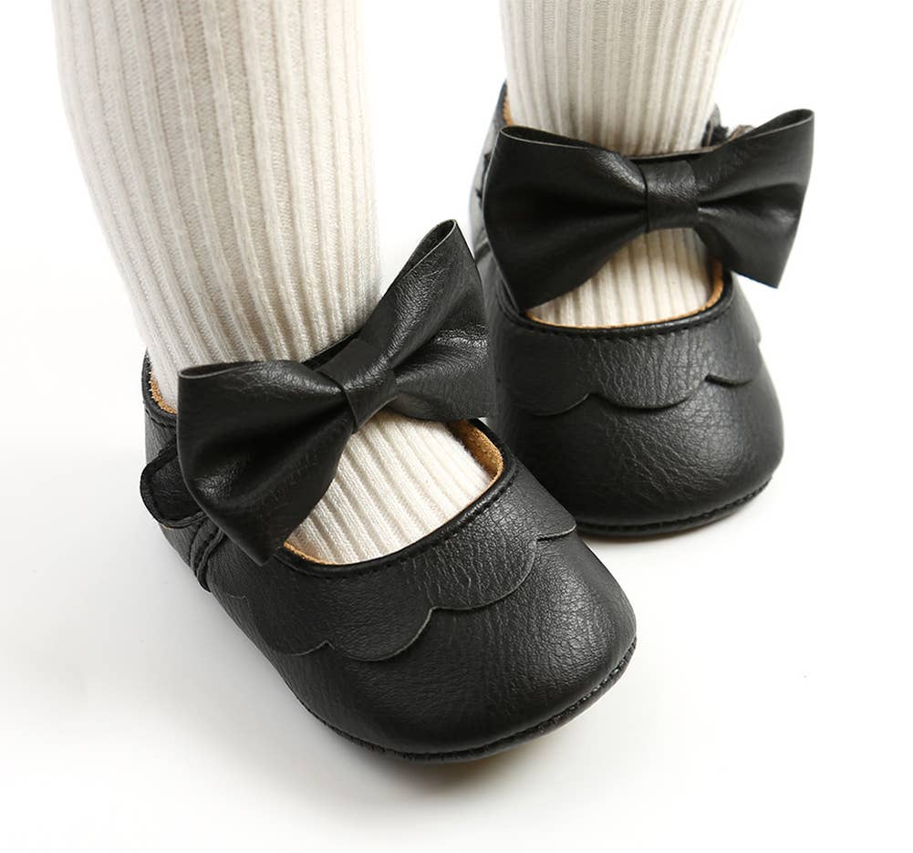 Bow Leatherette Anti-Slip Baby Crib Shoes