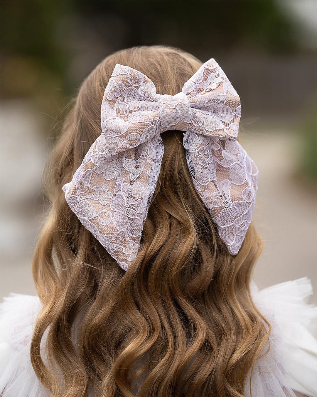 White Lace Bow - Large