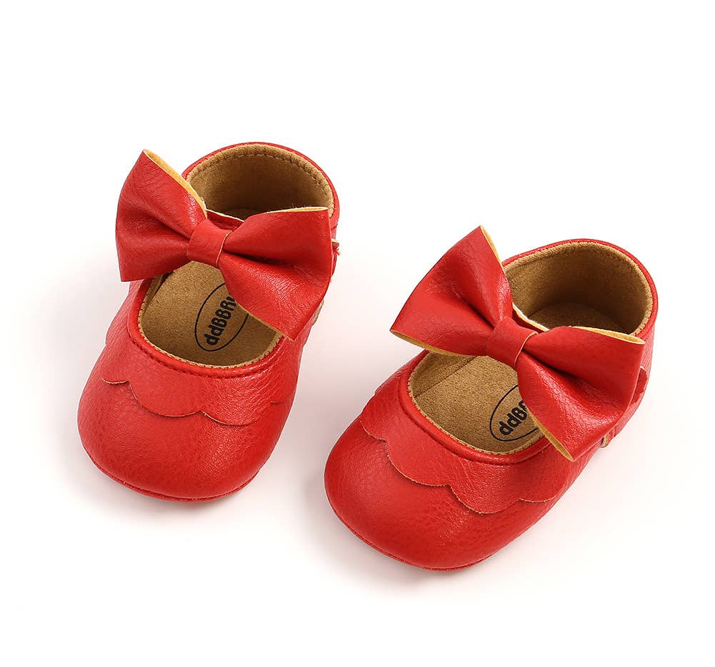 Bow Leatherette Anti-Slip Baby Crib Shoes