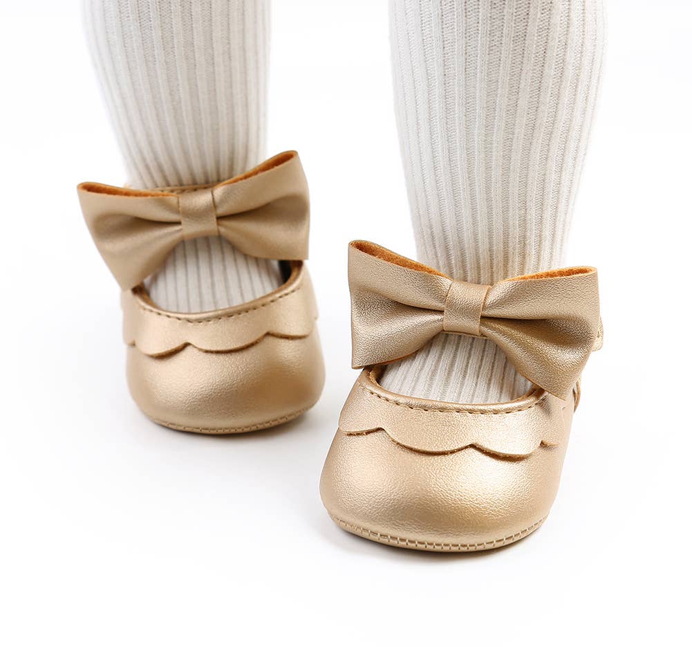 Bow Leatherette Anti-Slip Baby Crib Shoes
