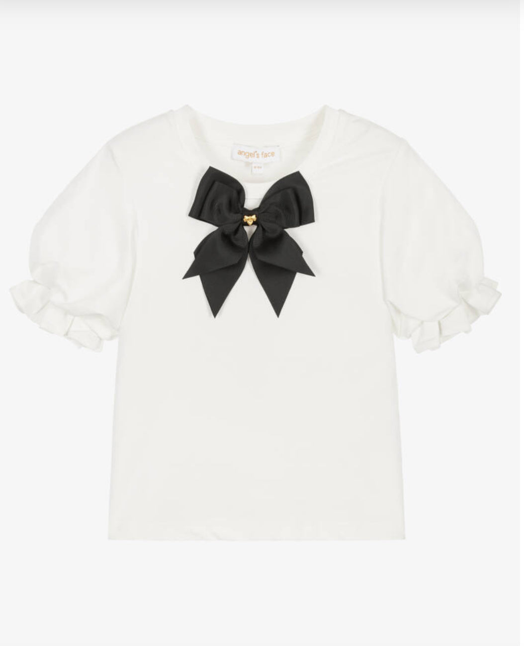Girls White Top with Black Bow