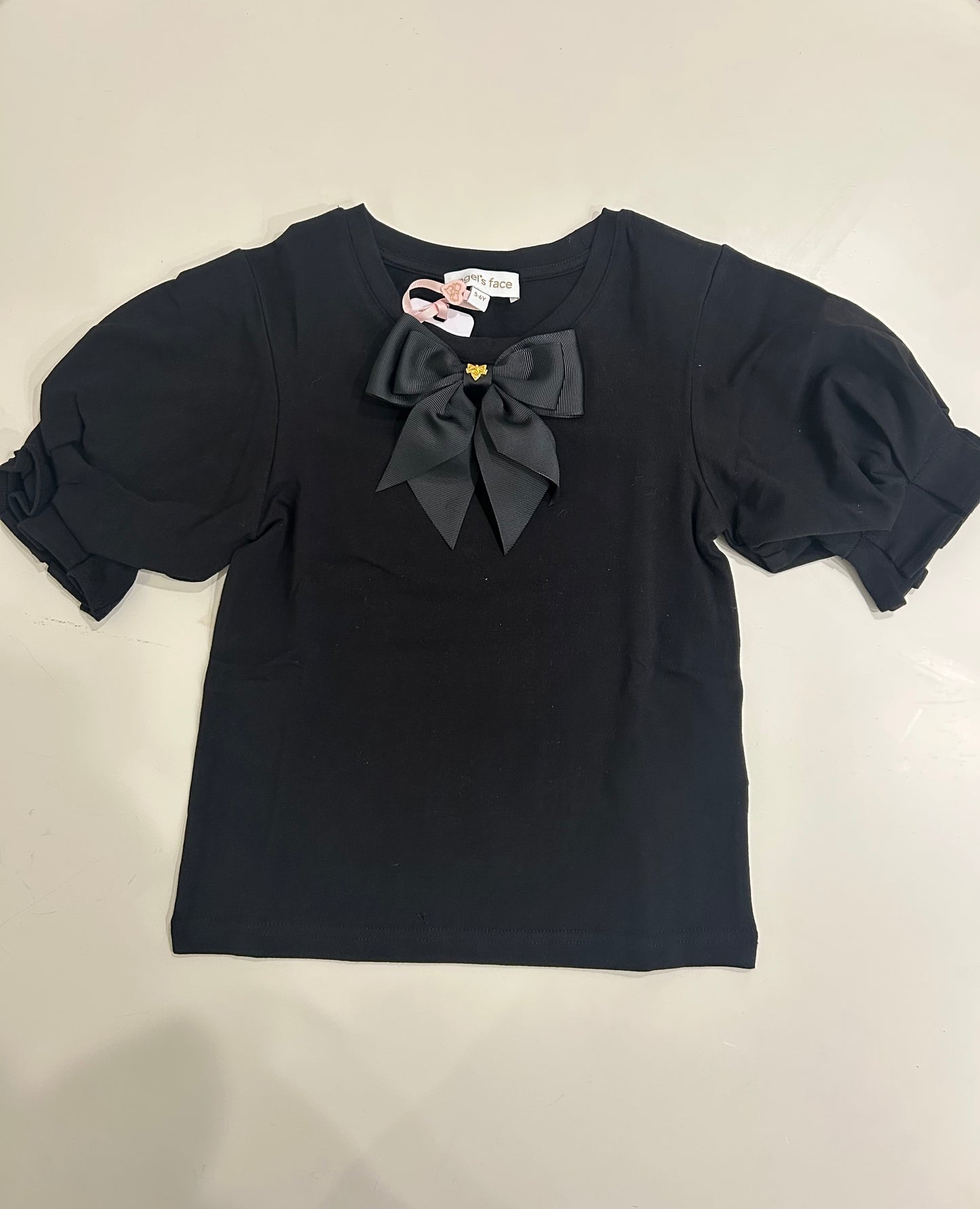 Girls Aira Black Bow Top