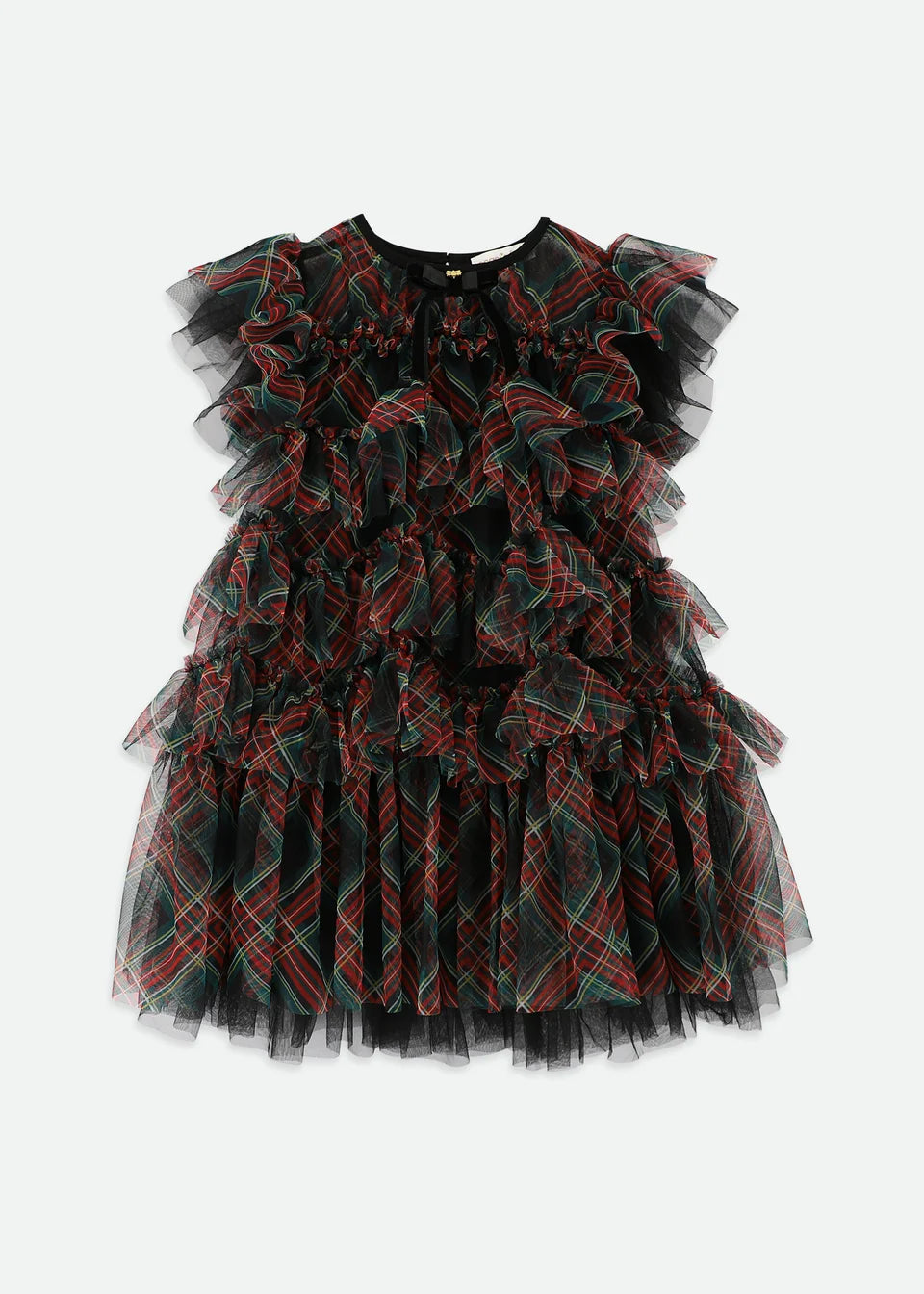 Etta Tartan Tiered Dress Black