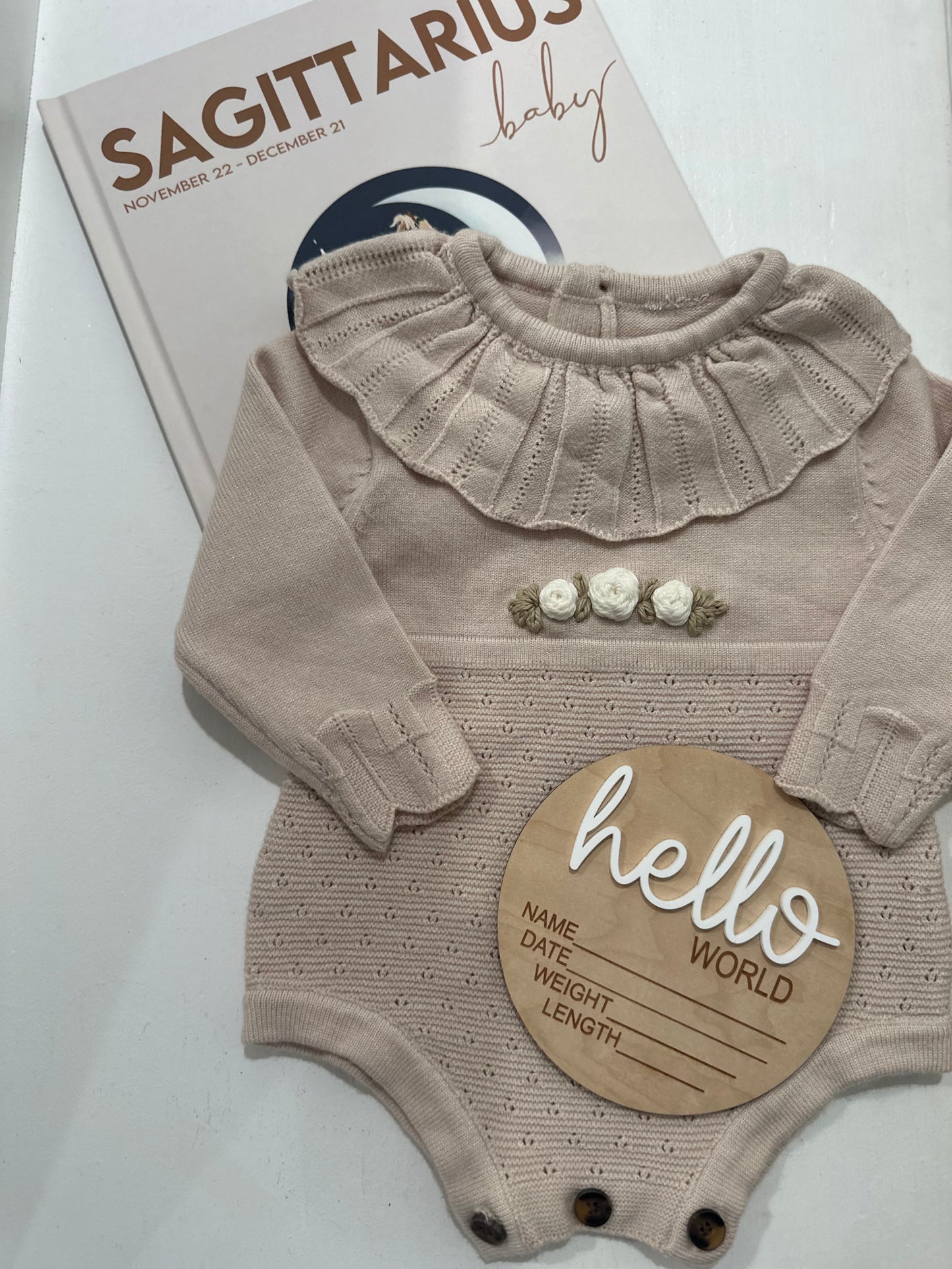 Tiny Thread Design 0-3M Knit One Piece Sweater with Floral Detailing