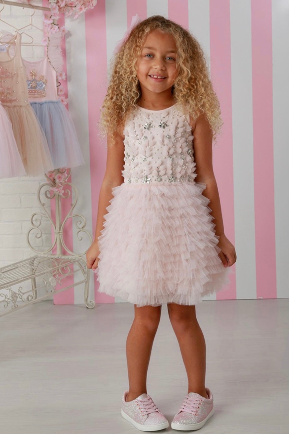 Girls Jolie Ruffled Tulle Dress