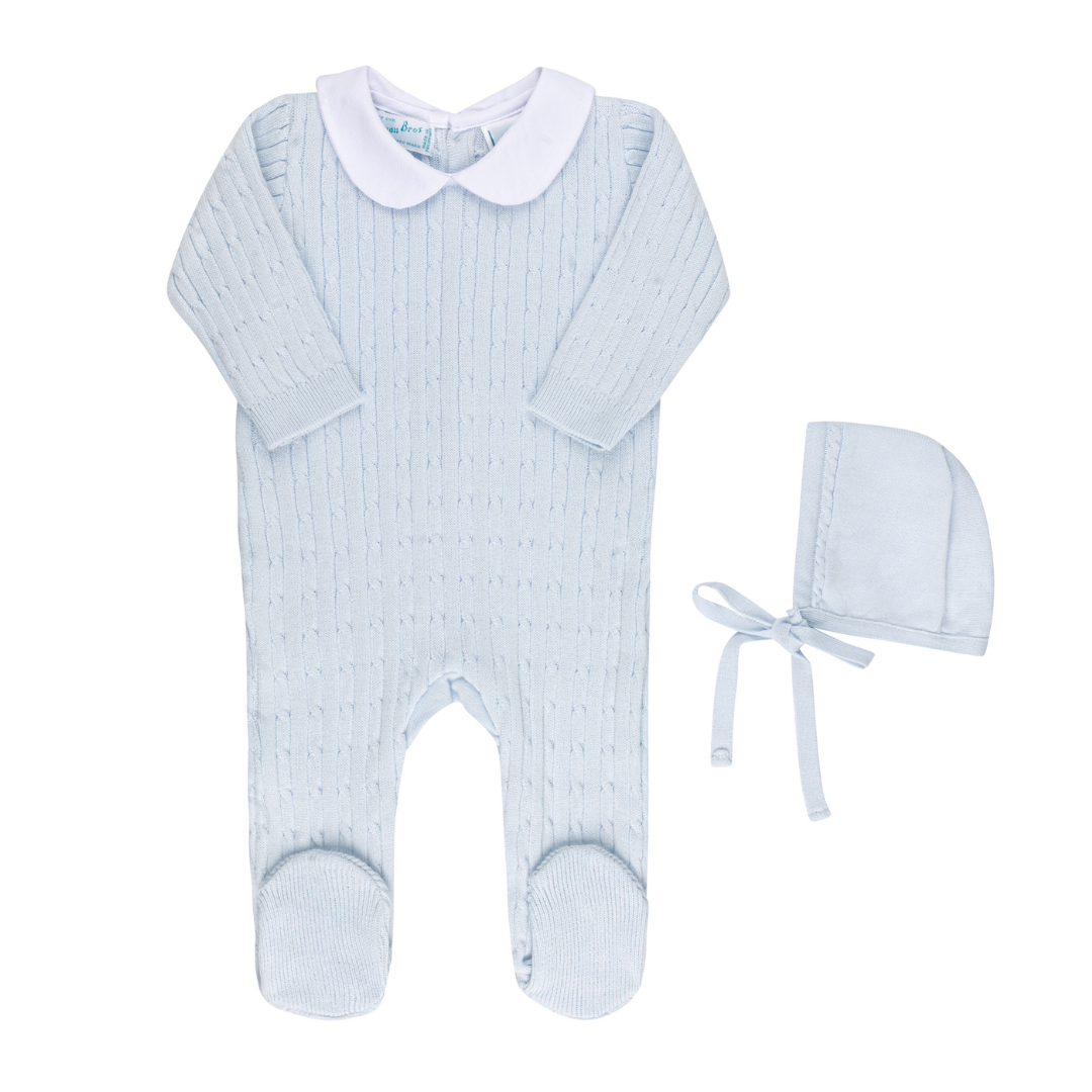 Boys Knit Peter Pan Cable Knit Romper and Bonnet