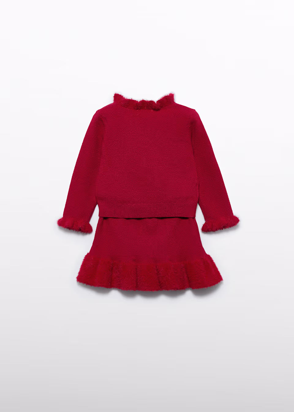 Red Faux Fur Sweater Skirt Set