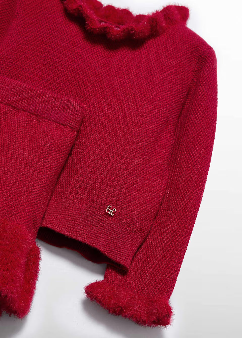 Red Faux Fur Sweater Skirt Set