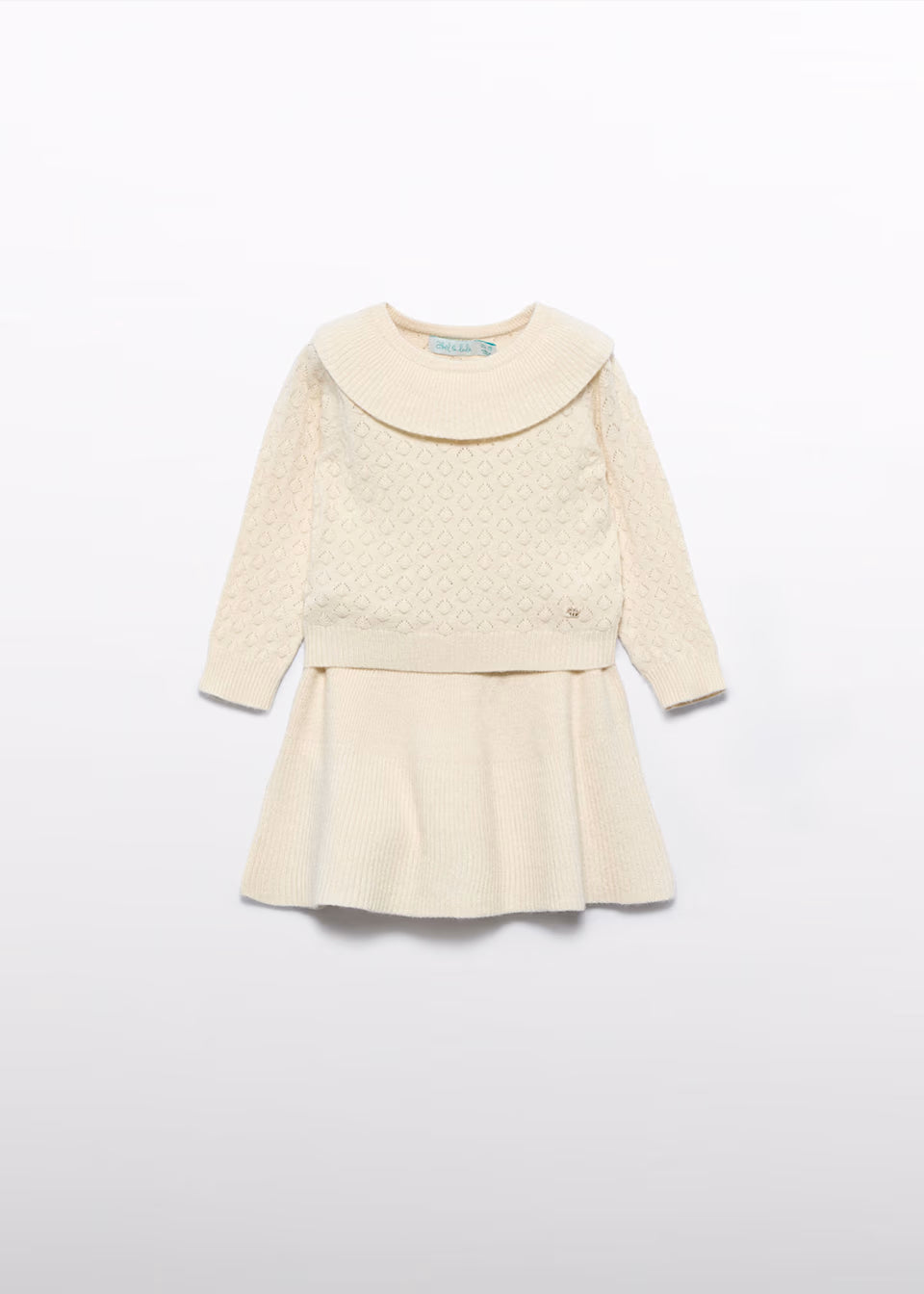 Ruffled Cream Knit Skirt Set