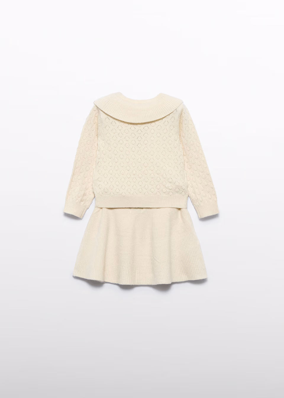 Ruffled Cream Knit Skirt Set