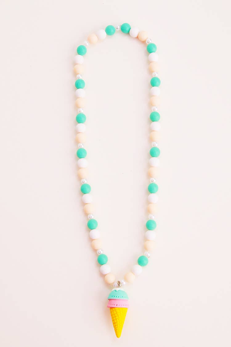 Pastel Beaded Ice Cream Cone Necklace
