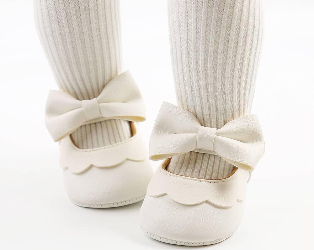 Bow Leatherette Anti-Slip Baby Crib Shoes