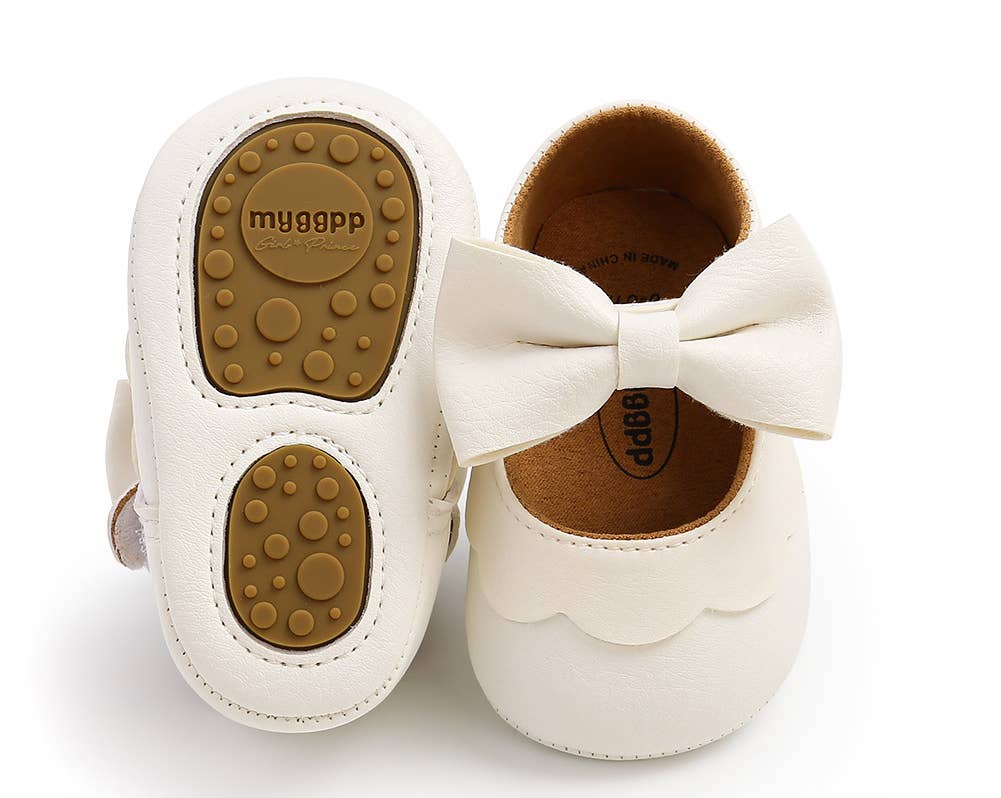 Bow Leatherette Anti-Slip Baby Crib Shoes
