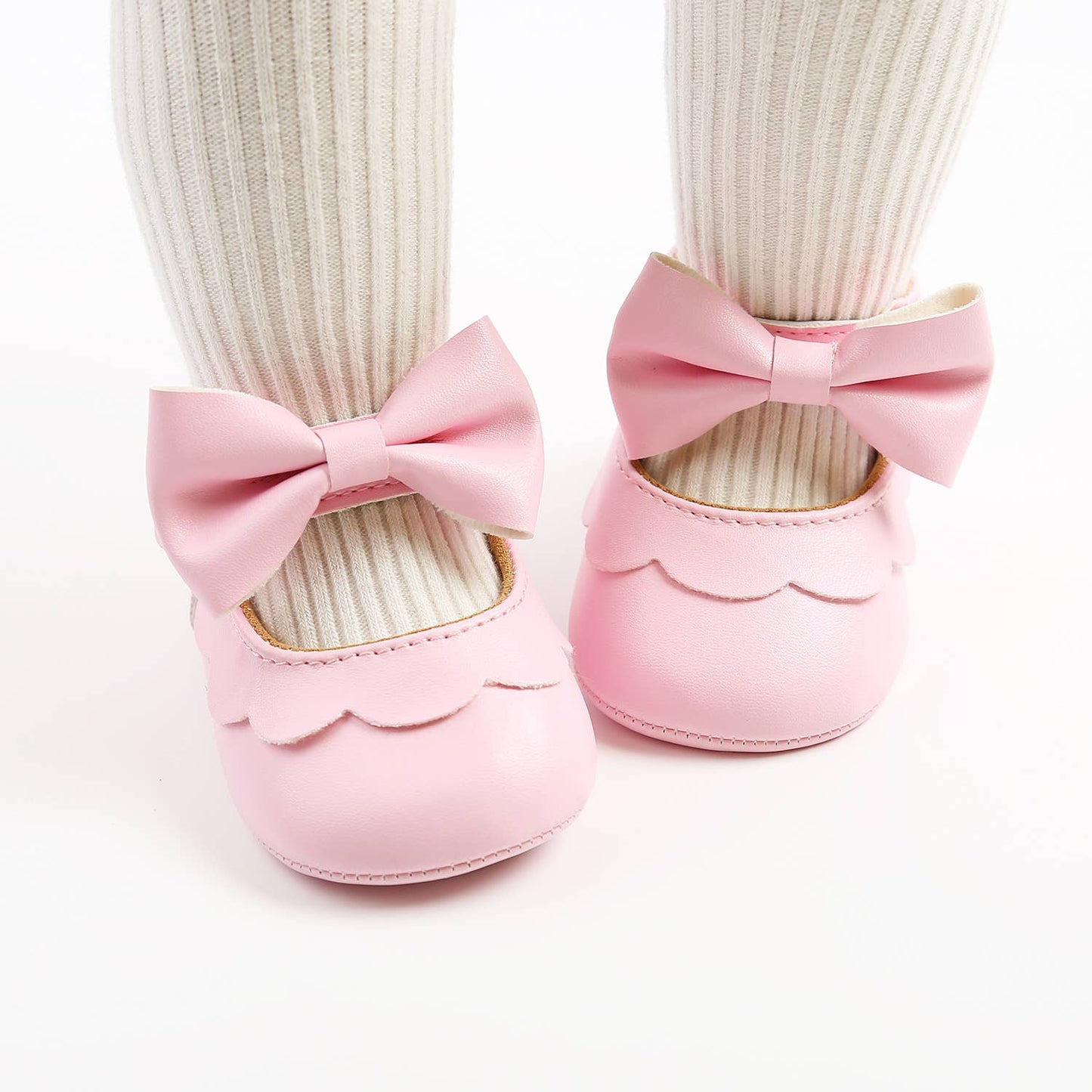 Bow Leatherette Anti-Slip Baby Crib Shoes