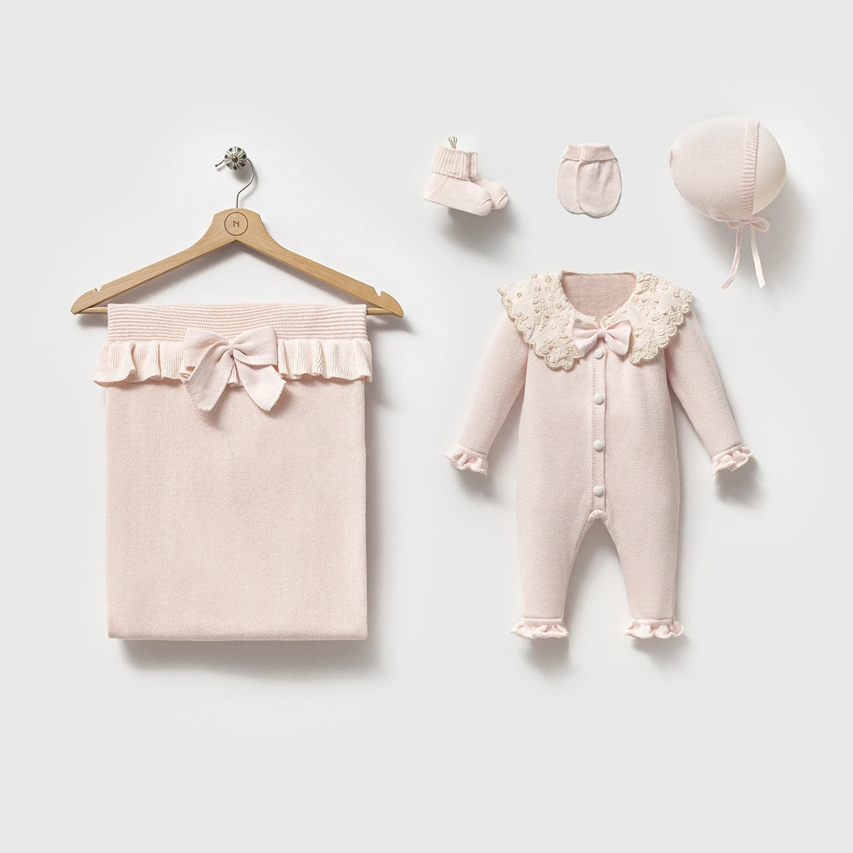 Knit Baby Girl 5-Piece Layette Set