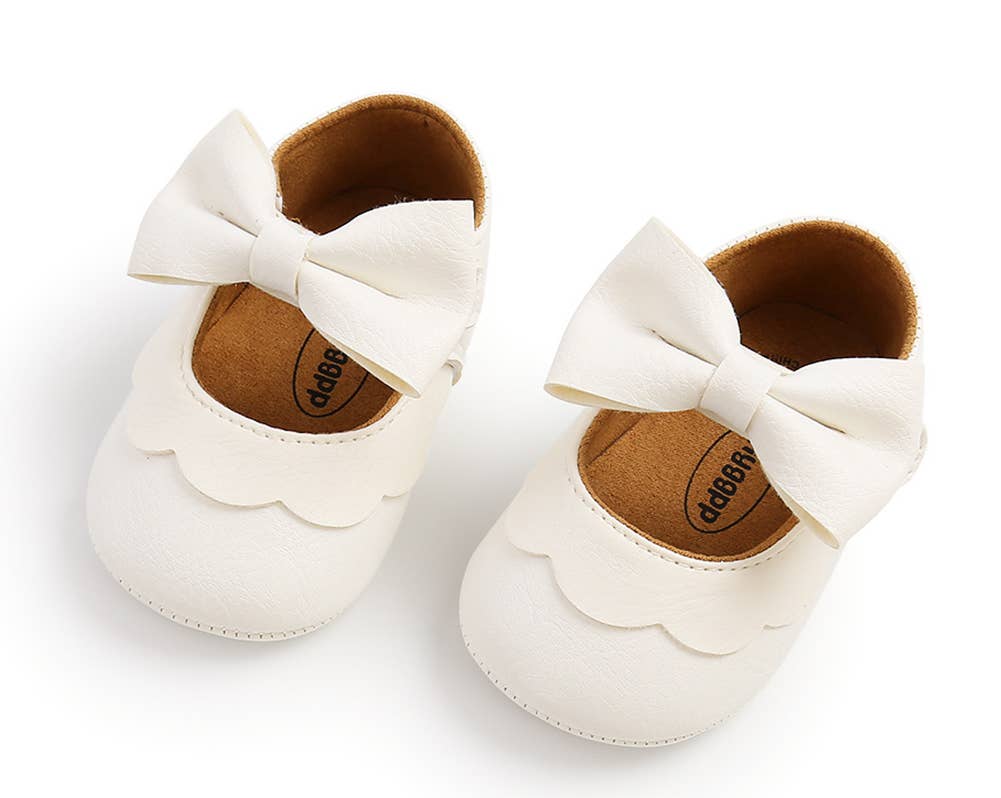 Bow Leatherette Anti-Slip Baby Crib Shoes