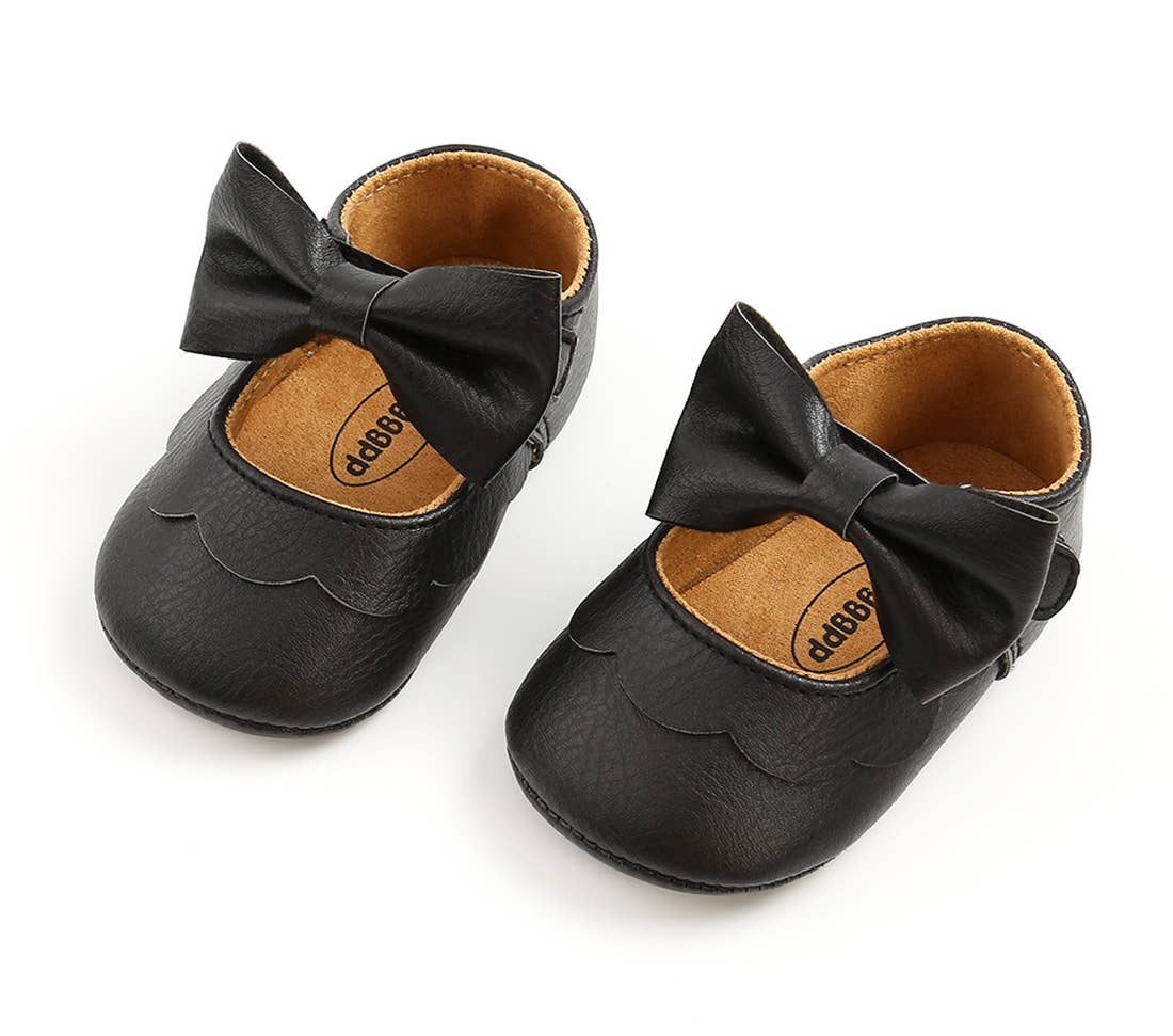 Bow Leatherette Anti-Slip Baby Crib Shoes