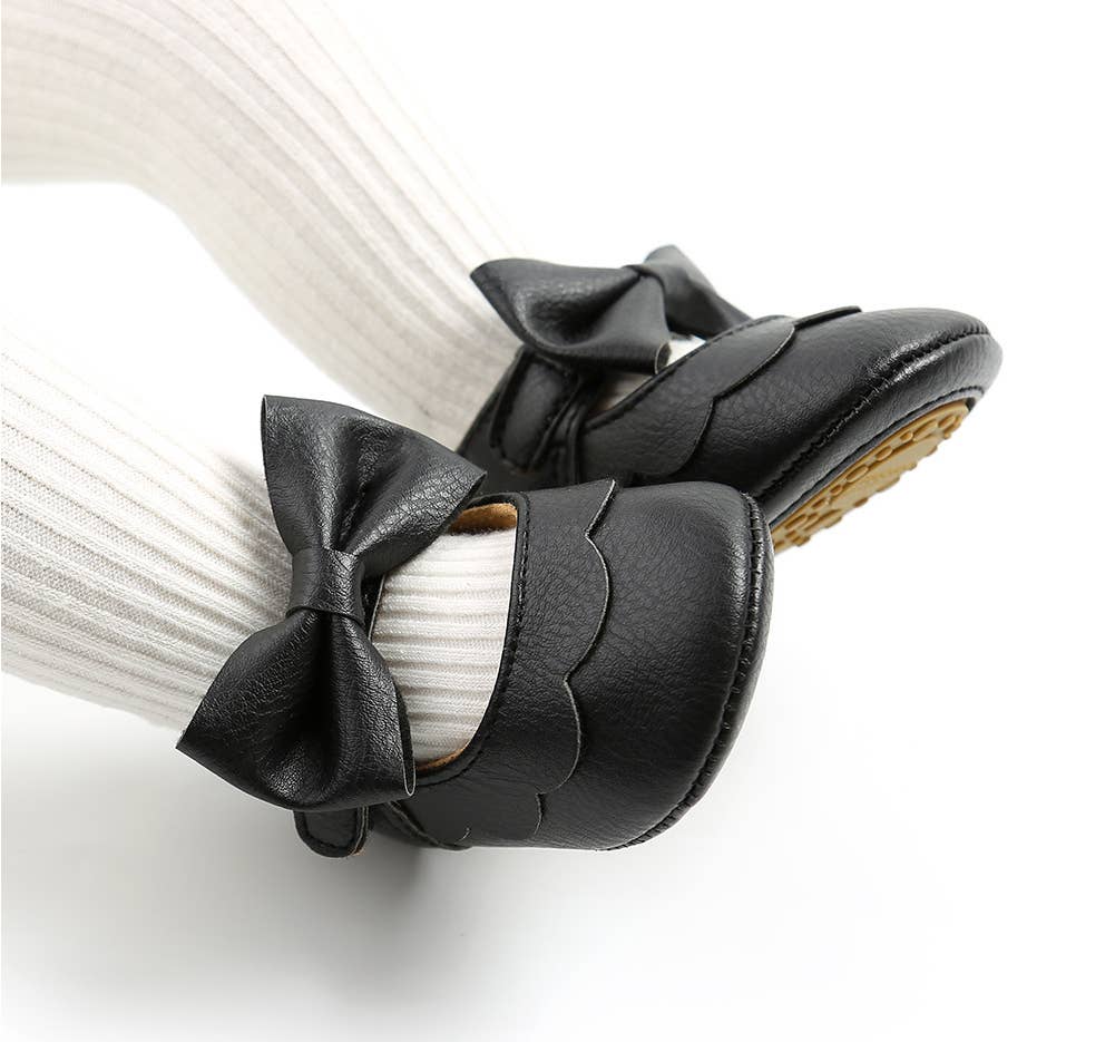 Bow Leatherette Anti-Slip Baby Crib Shoes