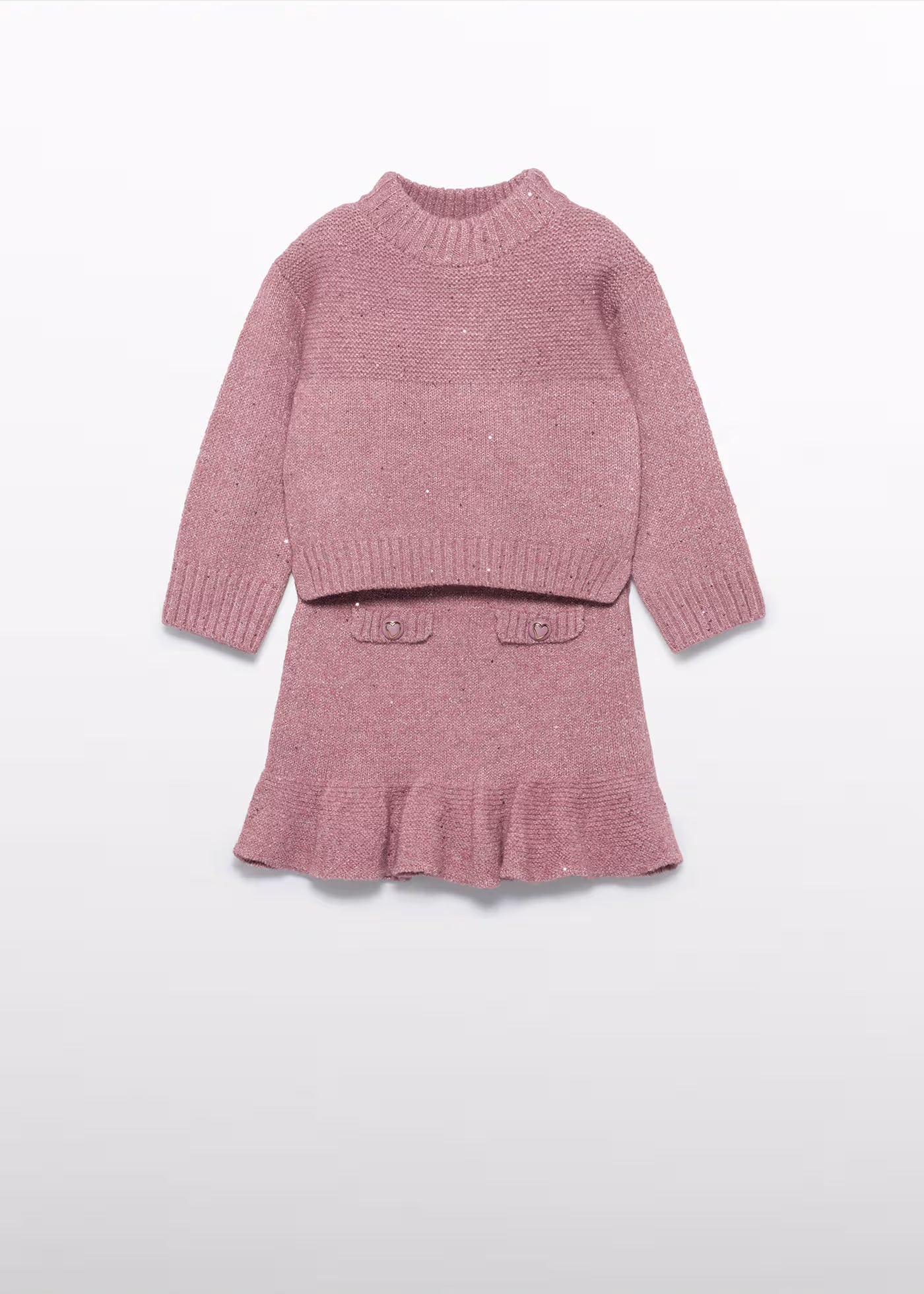 Girls Pink Knit Sweater Skirt Set - 2 Piece